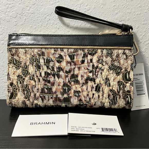 Brahmin Daisy MULTI PELLHAM Leather Wristlet Clutch Cosmetic Bag - Picture 3 of 7